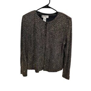 Dressbarn Womens Shimmering Gold Black Twinset Jacket Sleeveless Top Sz Medium